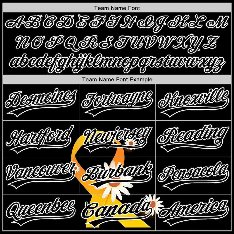 Custom Black Yellow-White 3D Childhood Cancer Gold Ribbon Authentic Baseball Jersey Custom Black Yellow-White 3D Childhood Cancer Gold Ribbon Authentic Baseball Jersey