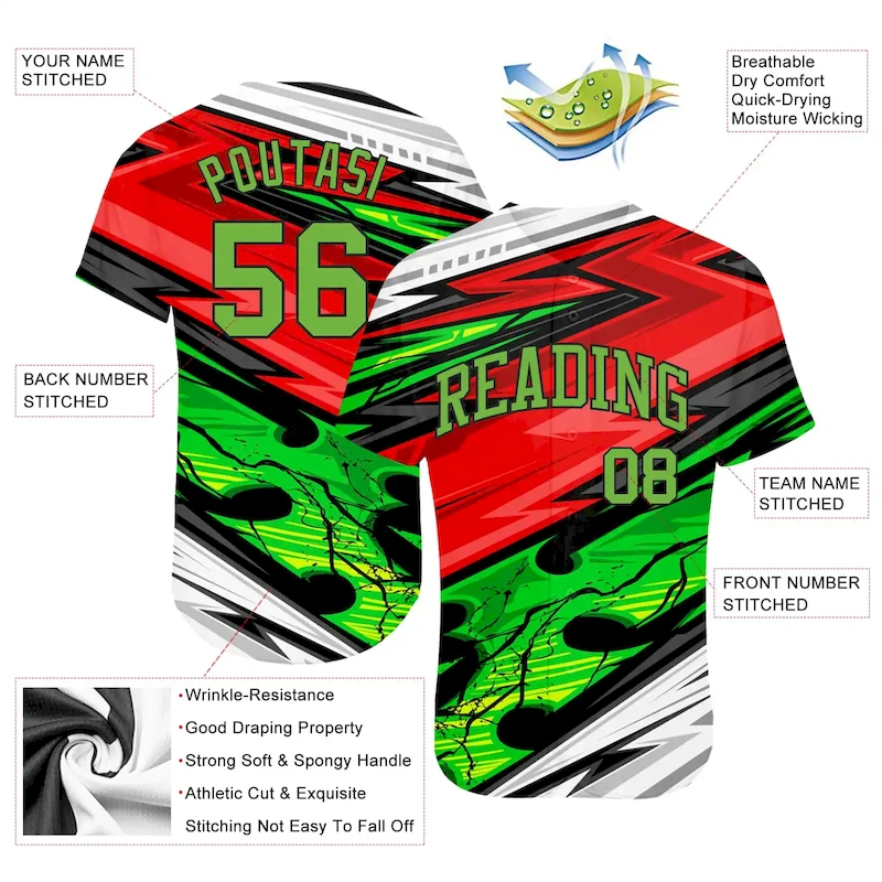 Custom 3D Pattern Design Abstract Pattern For Sport Team Authentic Baseball Jersey