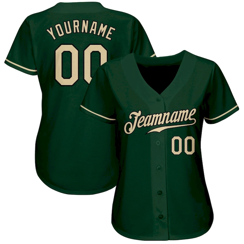 Custom Green Cream-Black Authentic Baseball Jersey Custom Green Cream-Black Authentic Baseball Jersey
