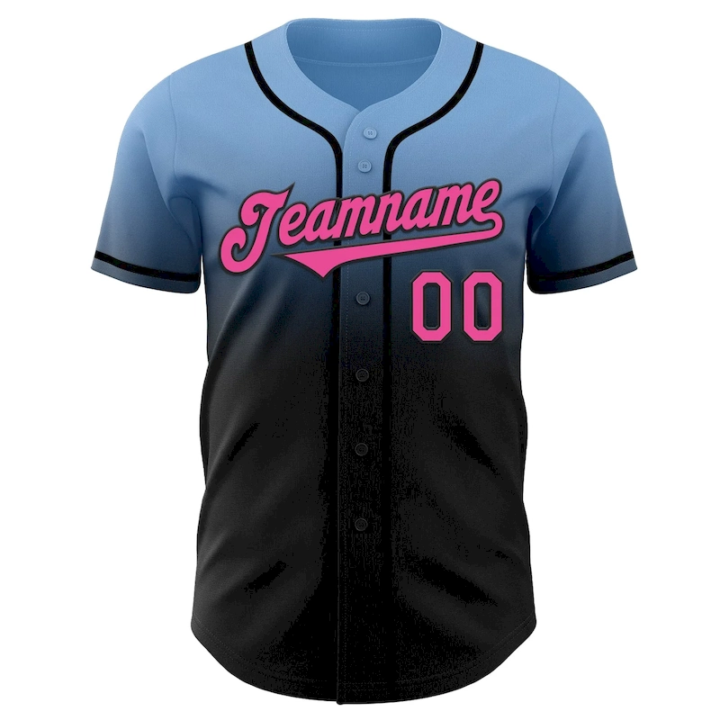Custom Light Blue Pink-Black Authentic Fade Fashion Baseball Jersey Custom Light Blue Pink-Black Authentic Fade Fashion Baseball Jersey