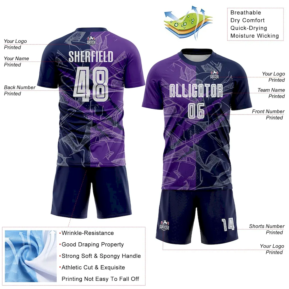 Custom Graffiti Pattern Purple-Navy Scratch Sublimation rugby Uniform Jersey