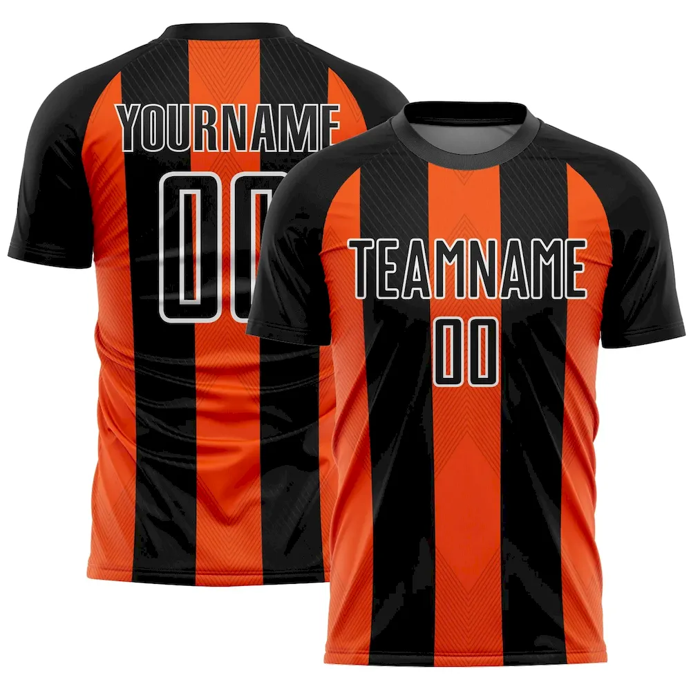 Custom Black Orange-White Line Sublimation rugby Uniform Jersey