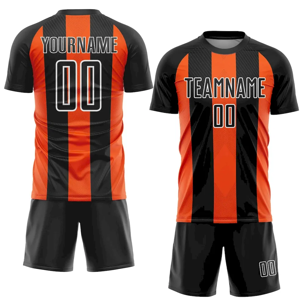 Custom Black Orange-White Line Sublimation rugby Uniform Jersey