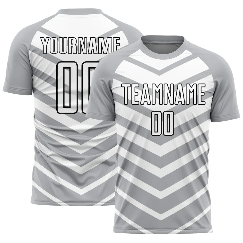 Custom Gray White-Black Arrow Shapes Sublimation rugby Uniform Jersey