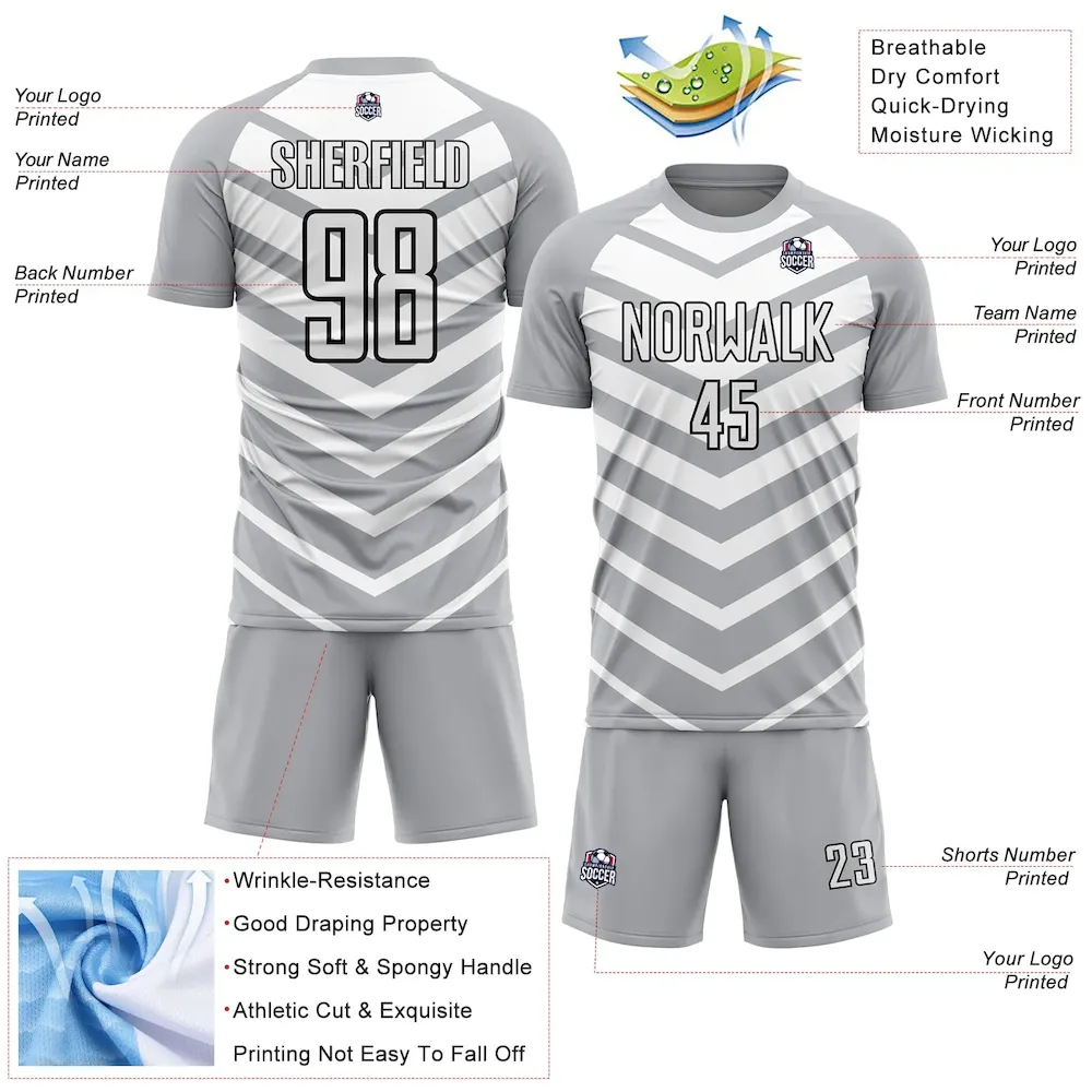 Custom Gray White-Black Arrow Shapes Sublimation rugby Uniform Jersey Custom Gray White-Black Arrow Shapes Sublimation rugby Uniform Jersey