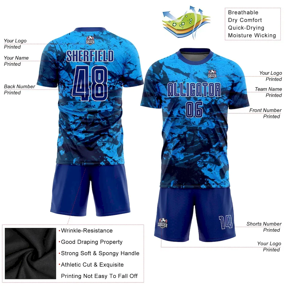 Custom Tie Dye Royal-White Sublimation rugby Uniform Jersey