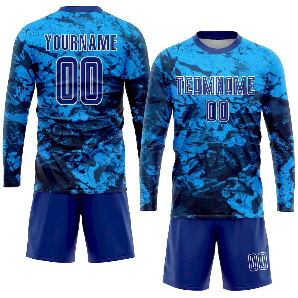 Custom Tie Dye Royal-White Sublimation rugby Uniform Jersey