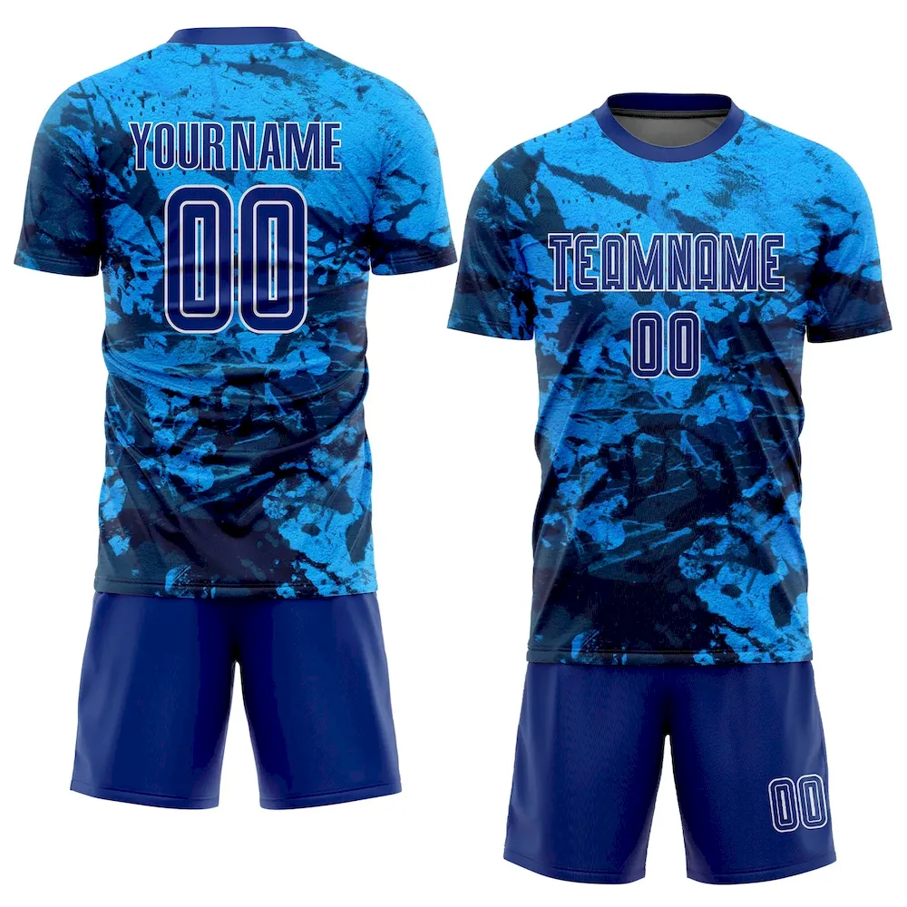 Custom Tie Dye Royal-White Sublimation rugby Uniform Jersey Custom Tie Dye Royal-White Sublimation rugby Uniform Jersey