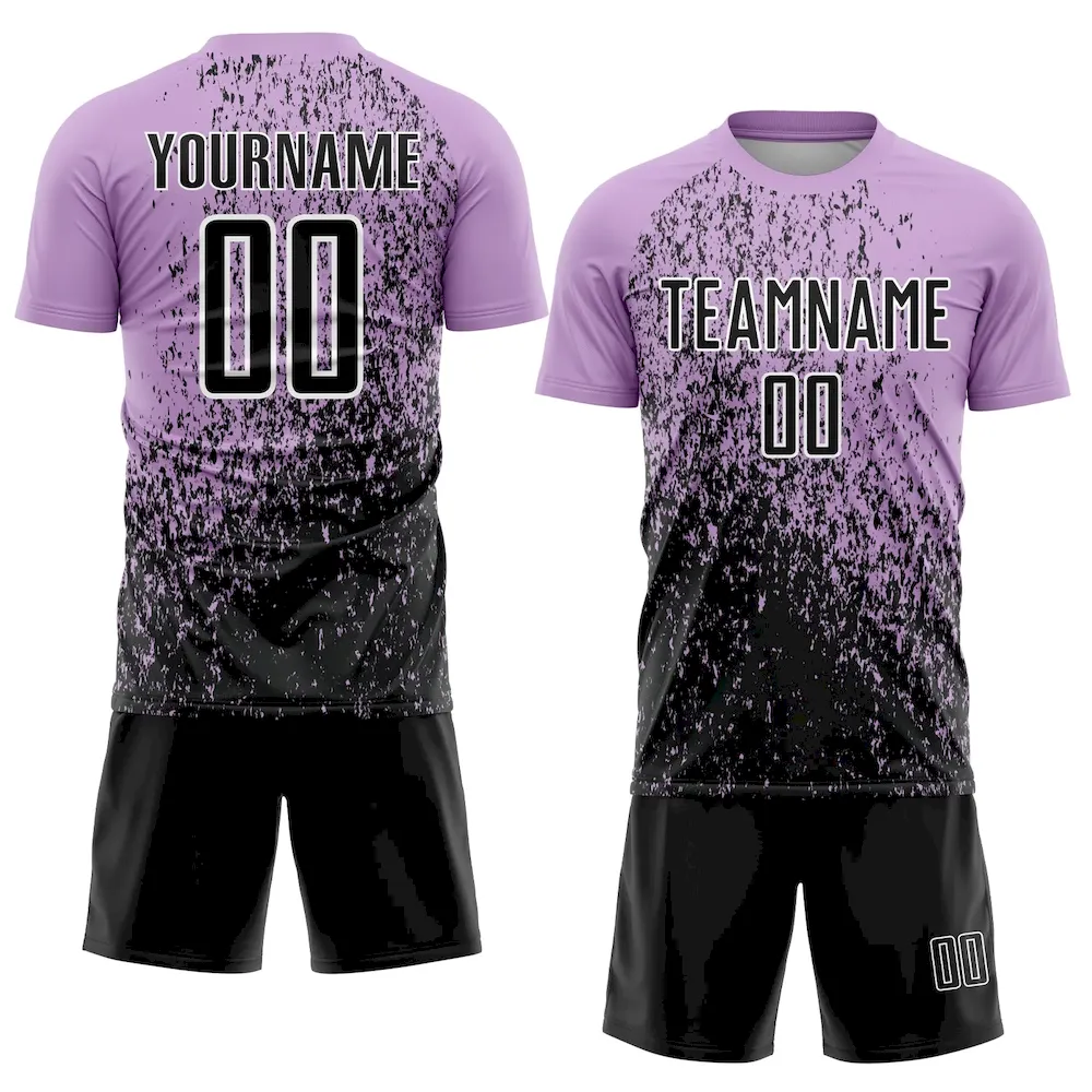 Custom Light Purple Black-White Abstract Fragment Art Sublimation rugby Uniform Jersey