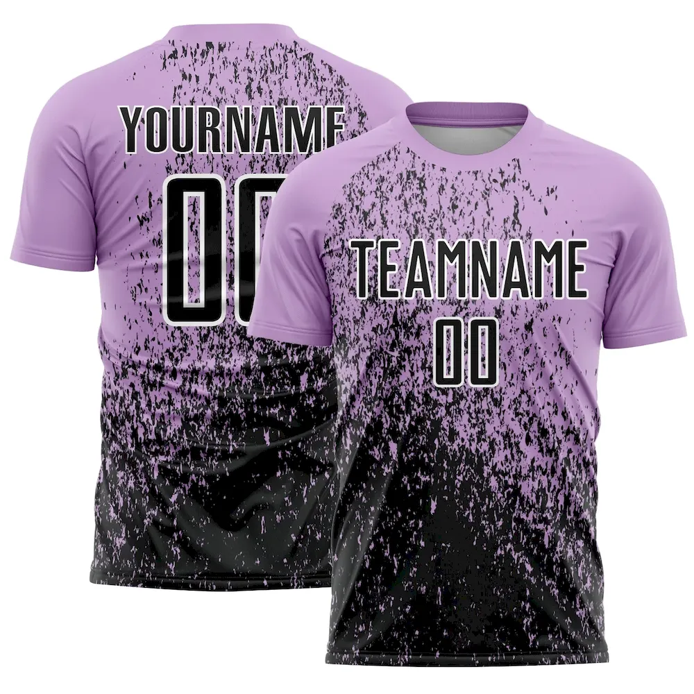 Custom Light Purple Black-White Abstract Fragment Art Sublimation rugby Uniform Jersey