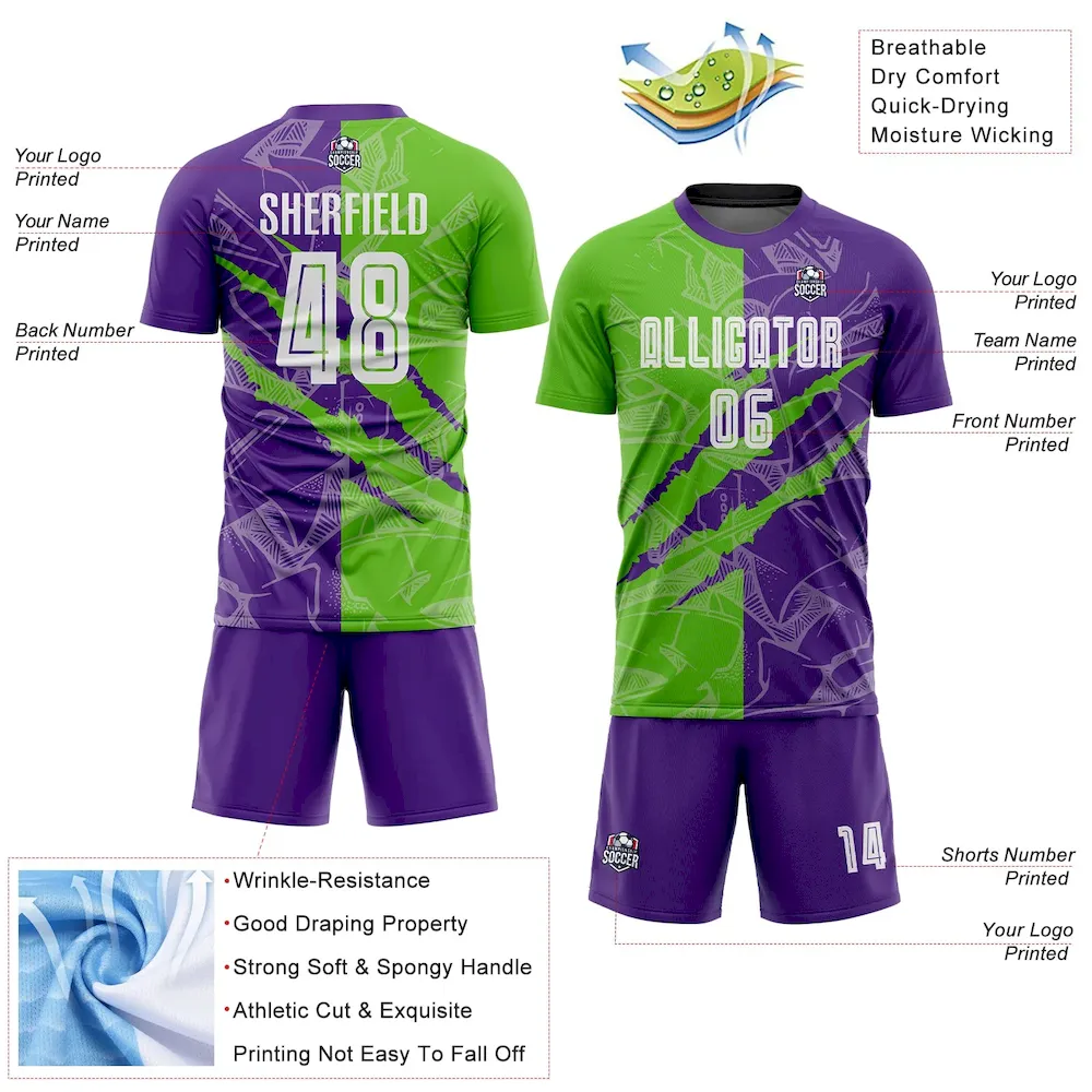 Custom Graffiti Pattern Aurora Green-Purple Scratch Sublimation rugby Uniform Jersey