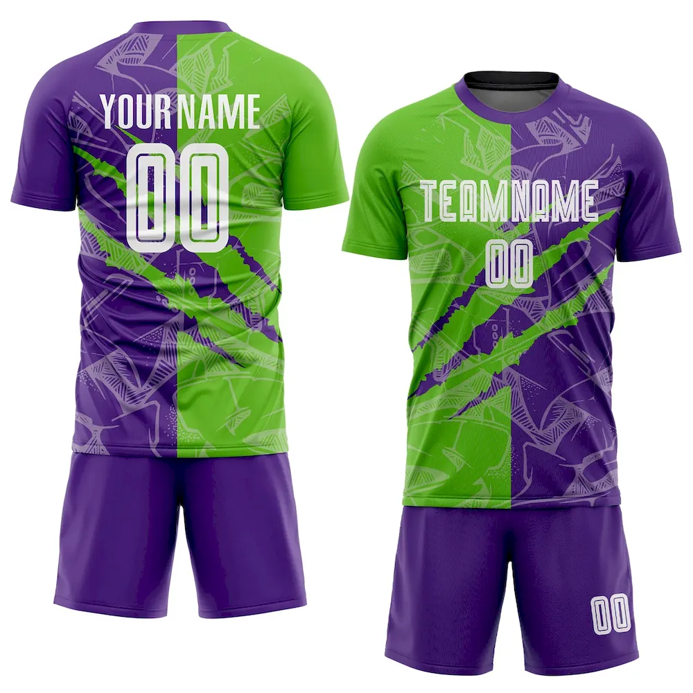 Custom Graffiti Pattern Aurora Green-Purple Scratch Sublimation rugby Uniform Jersey