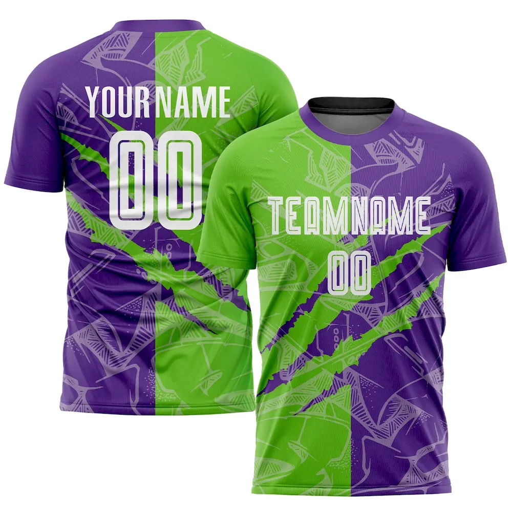 Custom Graffiti Pattern Aurora Green-Purple Scratch Sublimation rugby Uniform Jersey