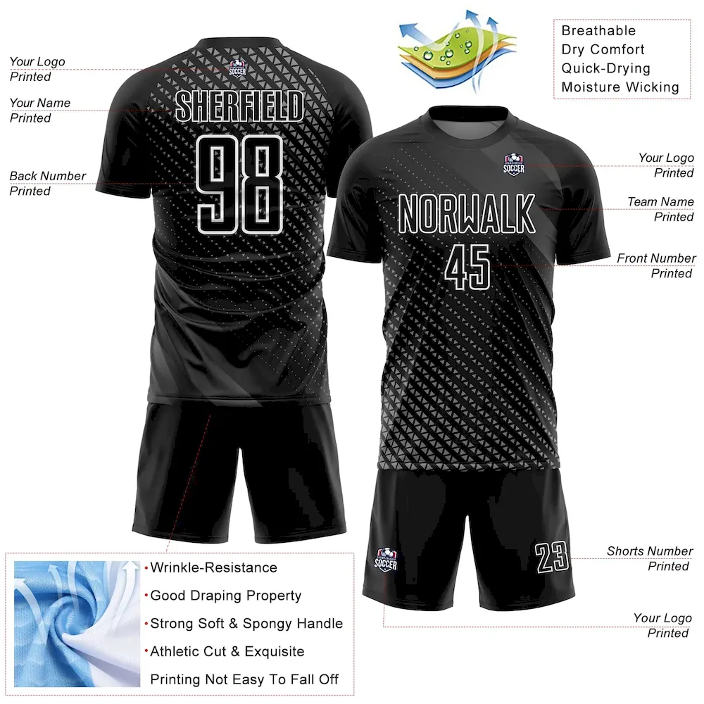 Custom Black White Geometric Shapes Sublimation rugby Uniform Jersey
