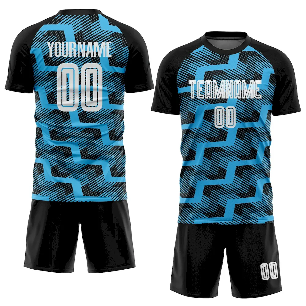 Custom Black White-Sky Blue Line Sublimation rugby Uniform Jersey