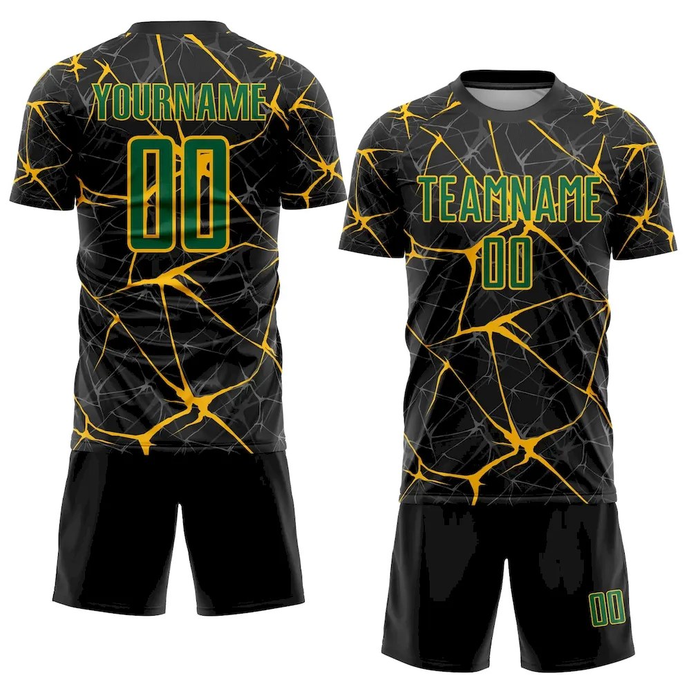 Custom Black Kelly Green-Gold Sublimation rugby Uniform Jersey Custom Black Kelly Green-Gold Sublimation rugby Uniform Jersey
