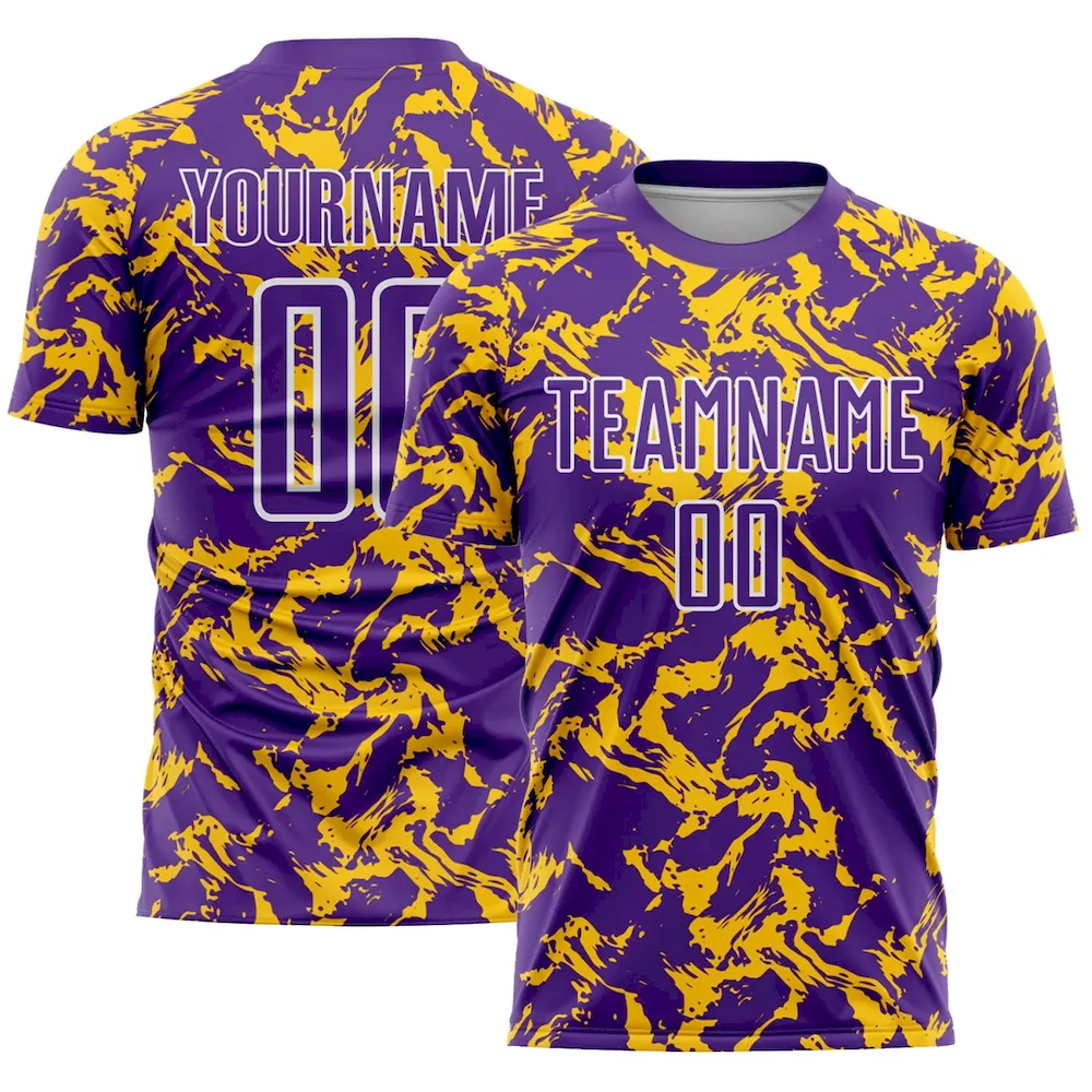 Custom Purple Gold-White Abstract Fluid Sublimation rugby Uniform Jersey