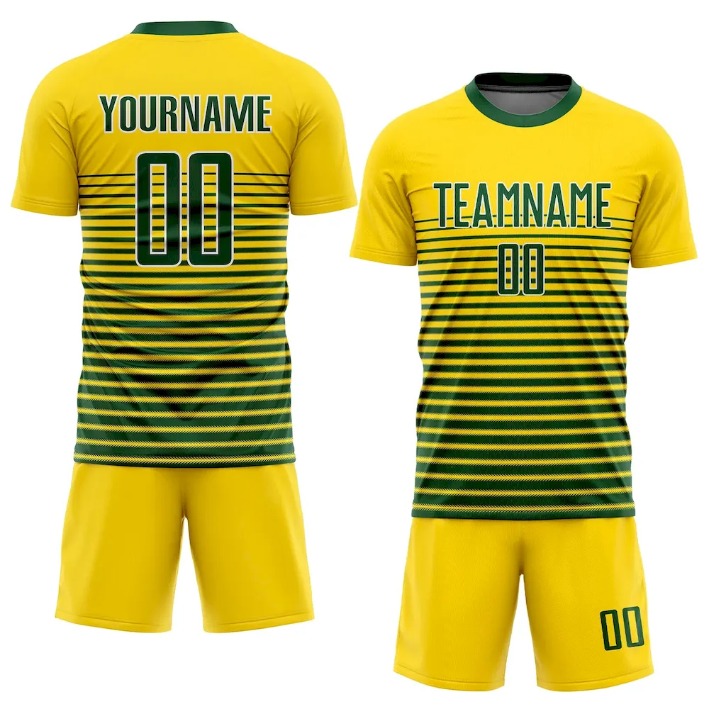 Custom Gold Green-White Sublimation rugby Uniform Jersey