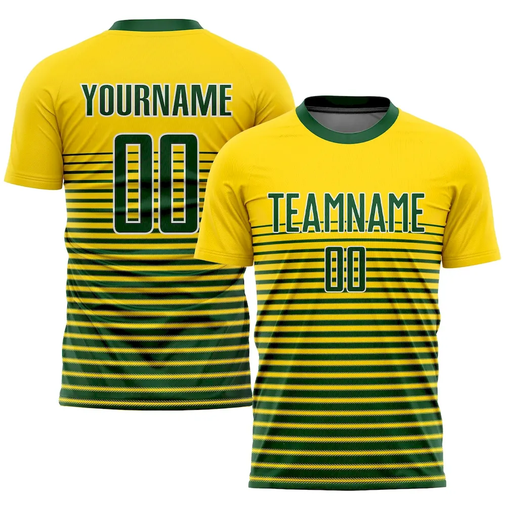 Custom Gold Green-White Sublimation rugby Uniform Jersey