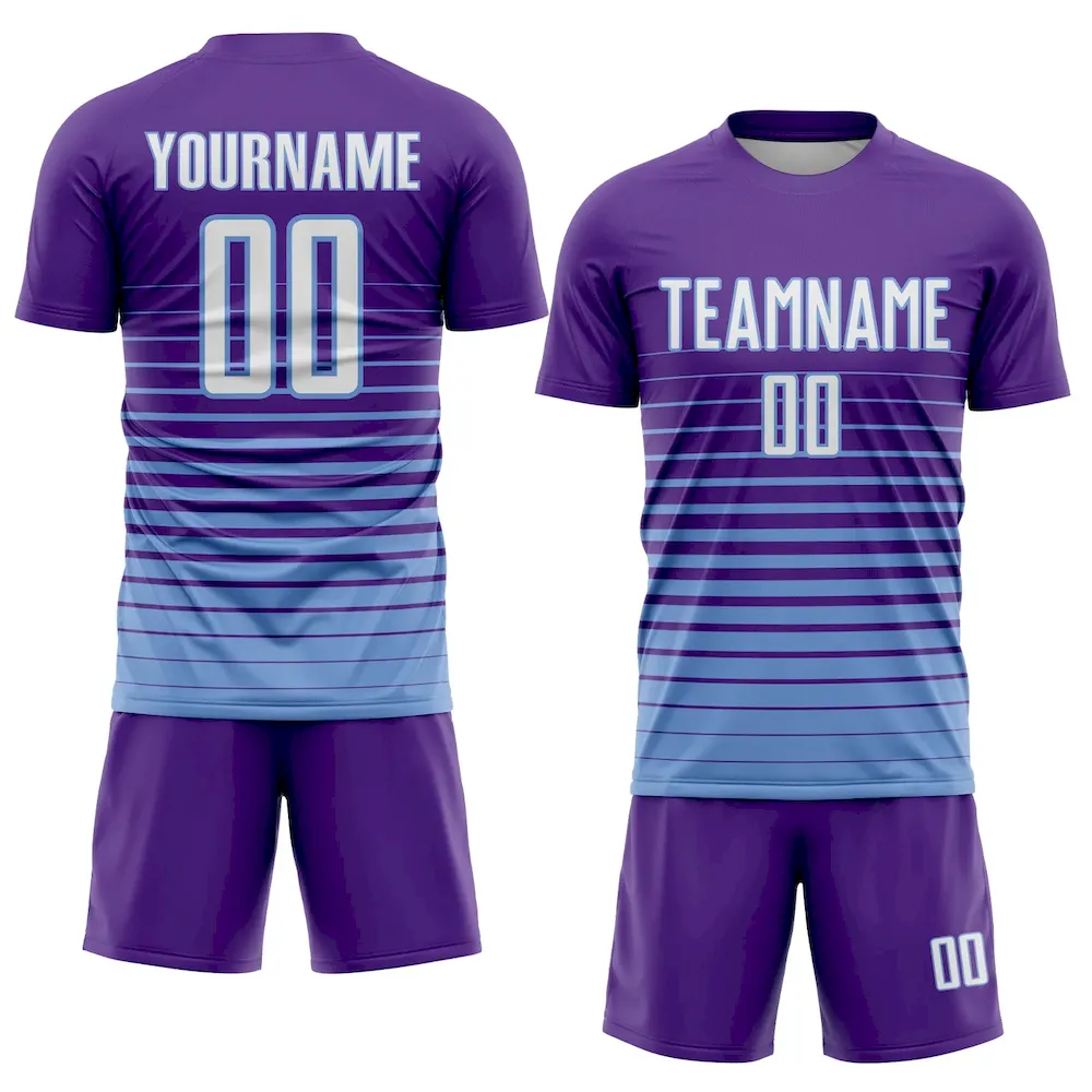 Custom Purple White-Light Blue Pinstripe Fade Fashion Sublimation rugby Uniform Jersey