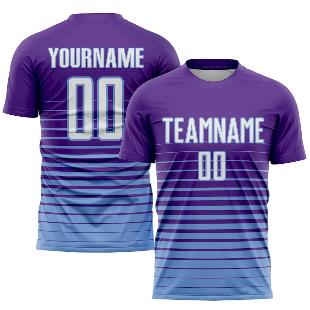 Custom Purple White-Light Blue Pinstripe Fade Fashion Sublimation rugby Uniform Jersey