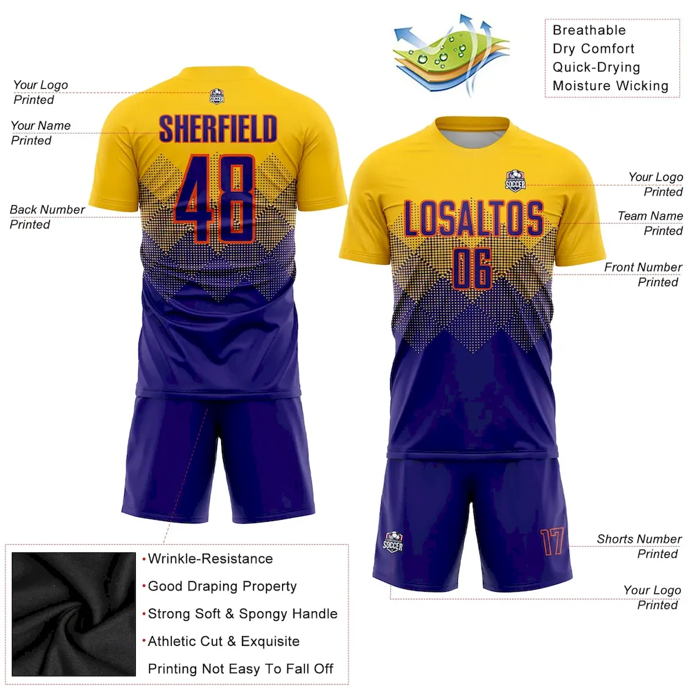Custom Gold Dark Purple-Orange Sublimation rugby Uniform Jersey Custom Gold Dark Purple-Orange Sublimation rugby Uniform Jersey