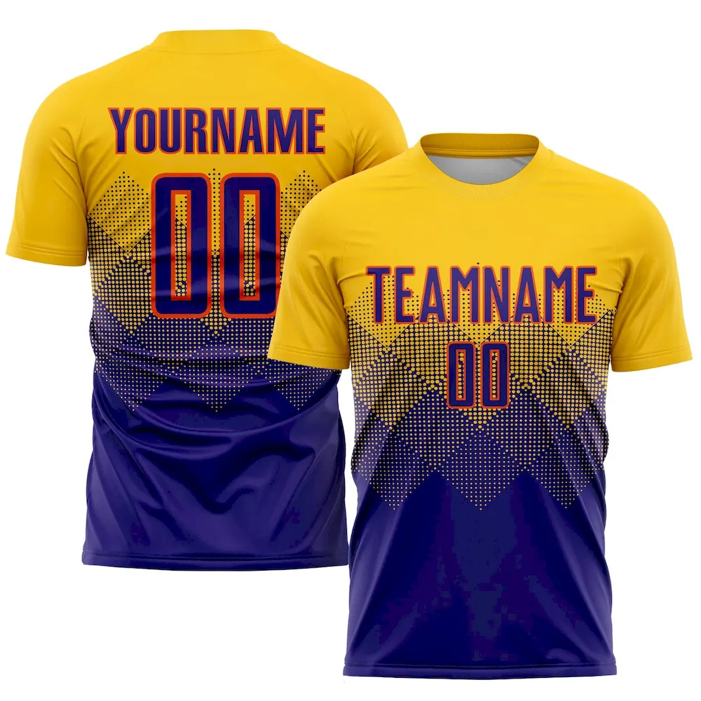 Custom Gold Dark Purple-Orange Sublimation rugby Uniform Jersey
