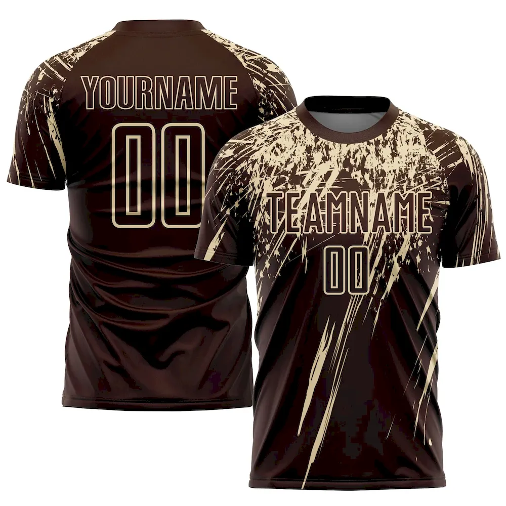 Custom Brown Cream Sublimation rugby Uniform Jersey