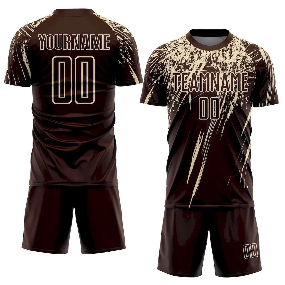 Custom Brown Cream Sublimation rugby Uniform Jersey