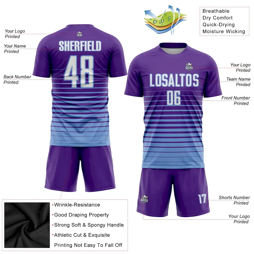 Custom Purple White-Light Blue Pinstripe Fade Fashion Sublimation rugby Uniform Jersey Custom Purple White-Light Blue Pinstripe Fade Fashion Sublimation rugby Uniform Jersey
