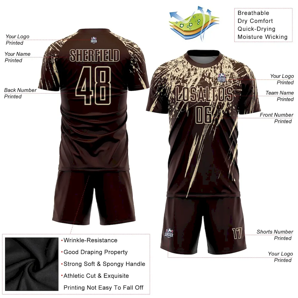 Custom Brown Cream Sublimation rugby Uniform Jersey