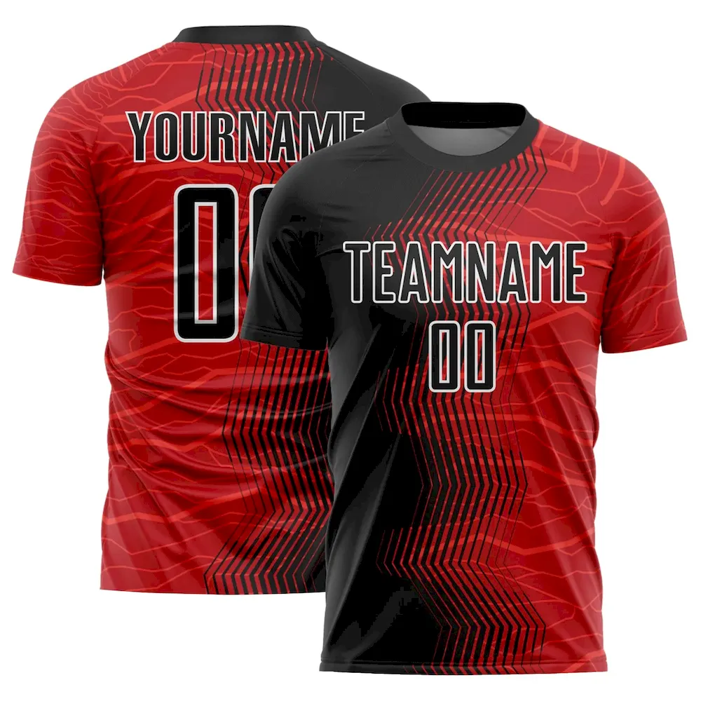 Custom Red Black-White Gradient Arrow Sublimation rugby Uniform Jersey