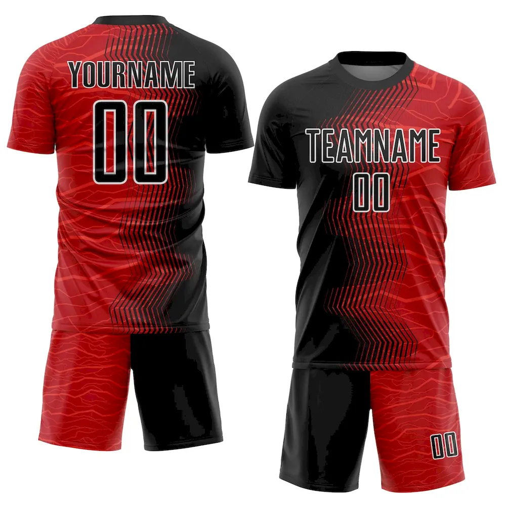 Custom Red Black-White Gradient Arrow Sublimation rugby Uniform Jersey Custom Red Black-White Gradient Arrow Sublimation rugby Uniform Jersey