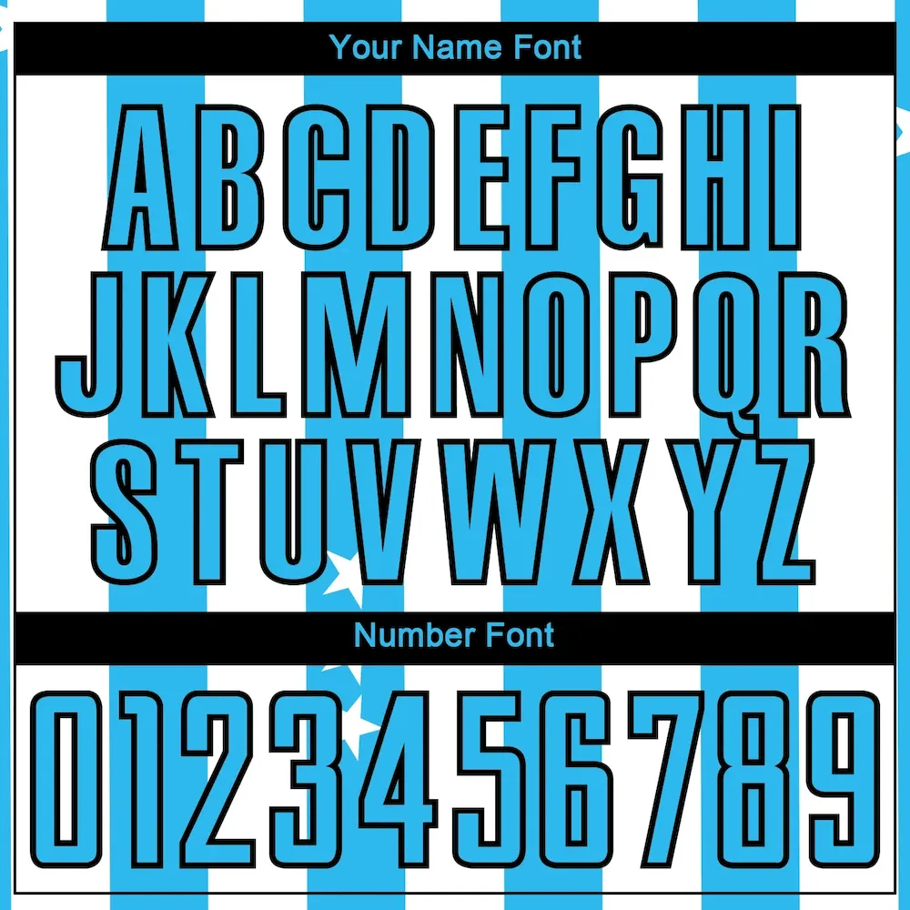 Custom White Sky Blue-Black Stars And Squares Sublimation rugby Uniform Jersey