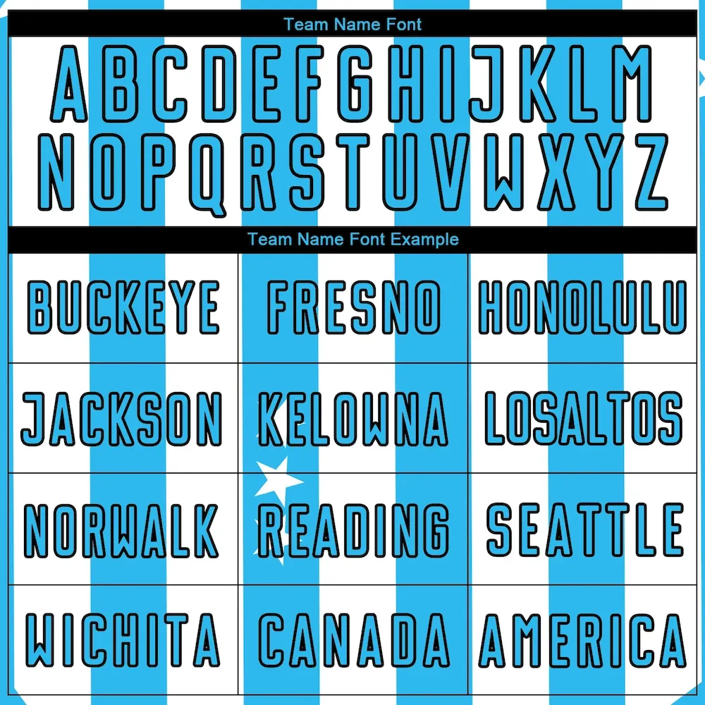 Custom White Sky Blue-Black Stars And Squares Sublimation rugby Uniform Jersey