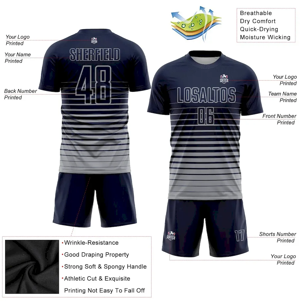 Custom Navy Gray Pinstripe Fade Fashion Sublimation rugby Uniform Jersey Custom Navy Gray Pinstripe Fade Fashion Sublimation rugby Uniform Jersey