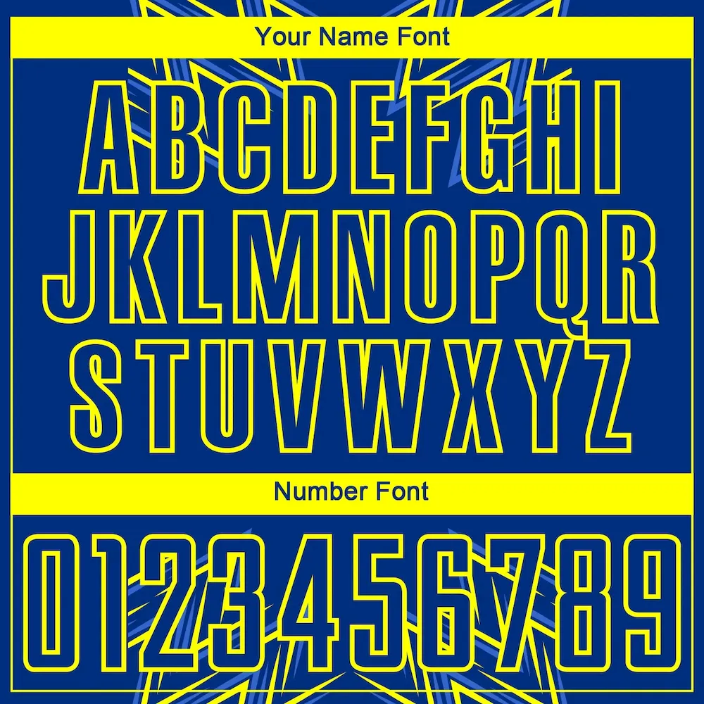 Custom Royal Neon Yellow Geometric Shapes Sublimation rugby Uniform Jersey