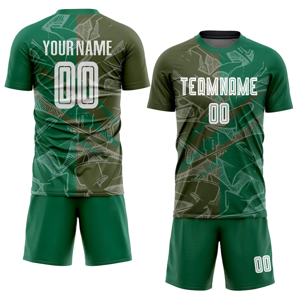 Custom Graffiti Pattern Olive-Kelly Green Scratch Sublimation rugby Uniform Jersey Custom Graffiti Pattern Olive-Kelly Green Scratch Sublimation rugby Uniform Jersey