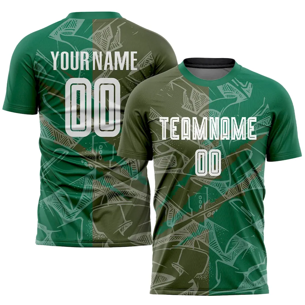 Custom Graffiti Pattern Olive-Kelly Green Scratch Sublimation rugby Uniform Jersey
