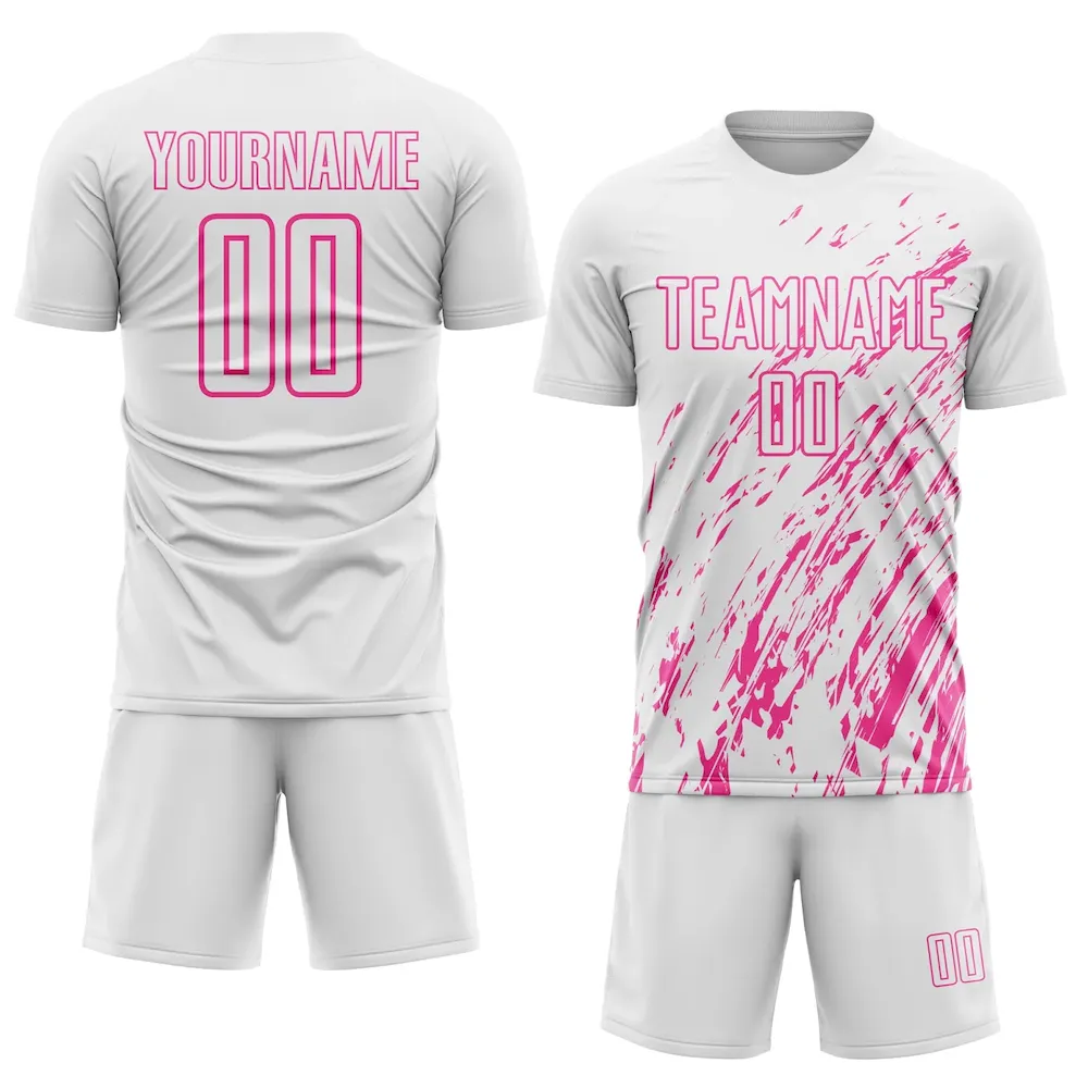 Custom White Pink Sublimation rugby Uniform Jersey