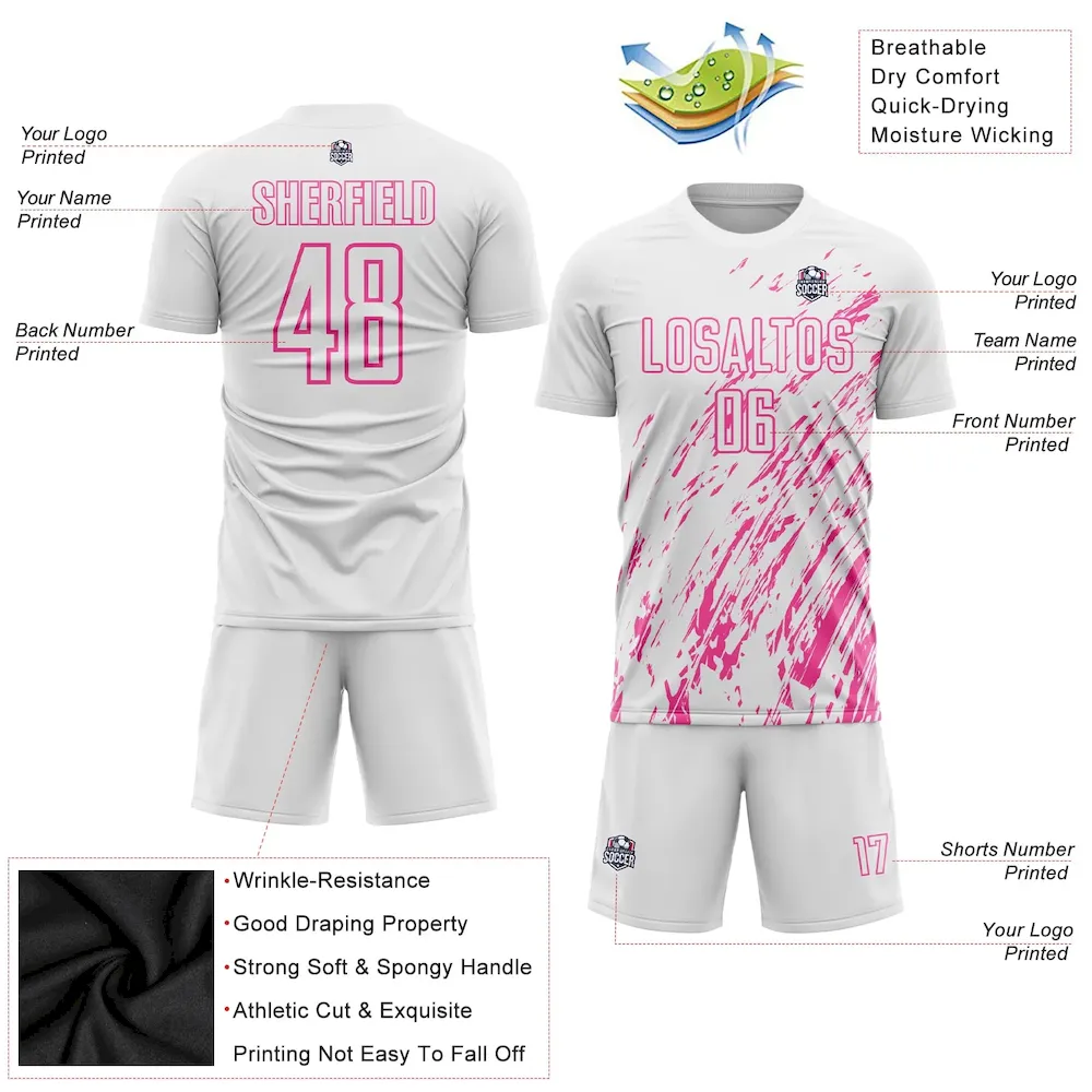 Custom White Pink Sublimation rugby Uniform Jersey Custom White Pink Sublimation rugby Uniform Jersey