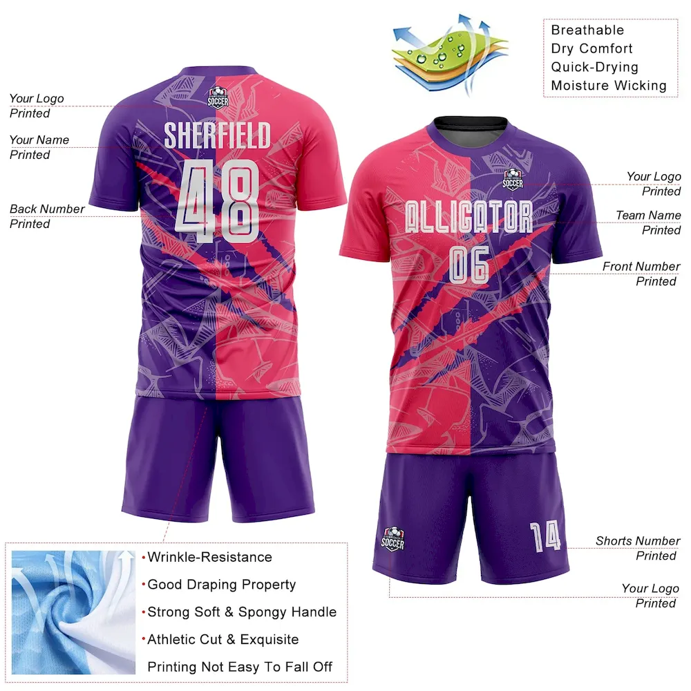 Custom Graffiti Pattern Neon Pink-Purple Scratch Sublimation rugby Uniform Jersey Custom Graffiti Pattern Neon Pink-Purple Scratch Sublimation rugby Uniform Jersey