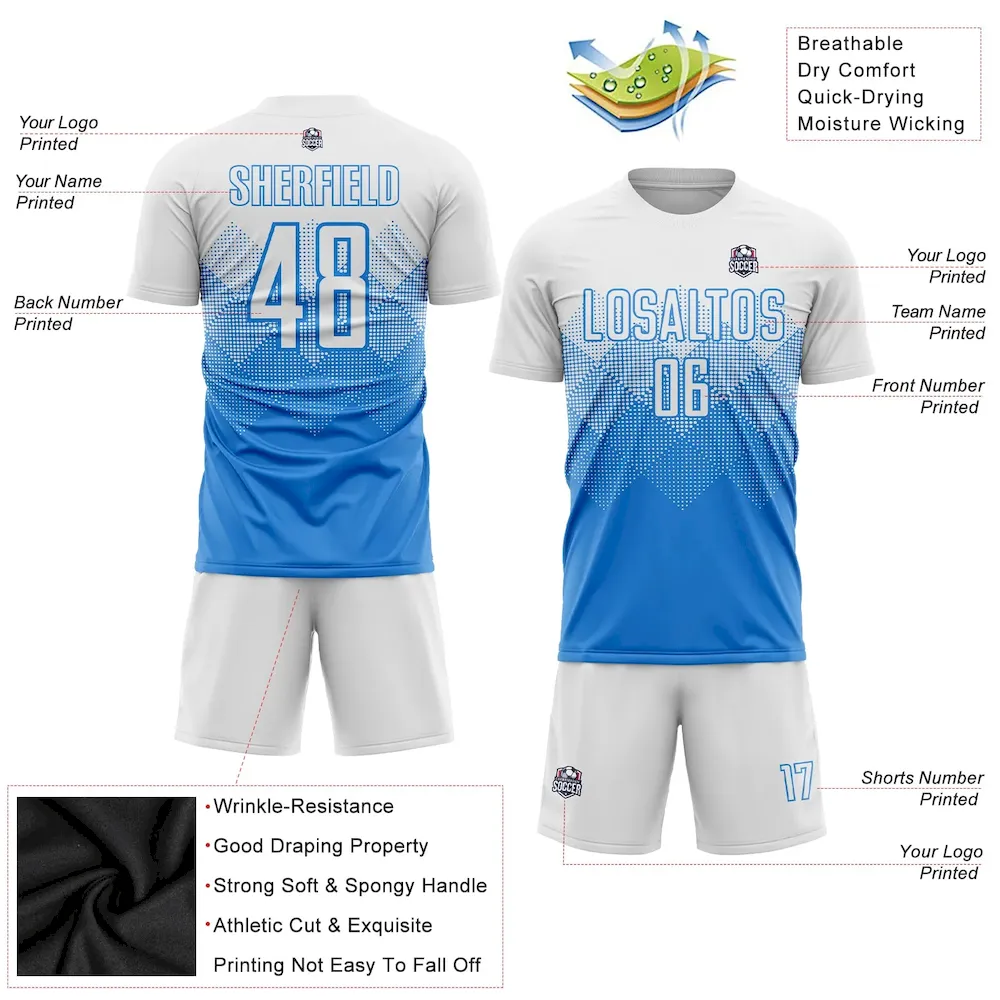 Custom Powder Blue White Sublimation rugby Uniform Jersey Custom Powder Blue White Sublimation rugby Uniform Jersey