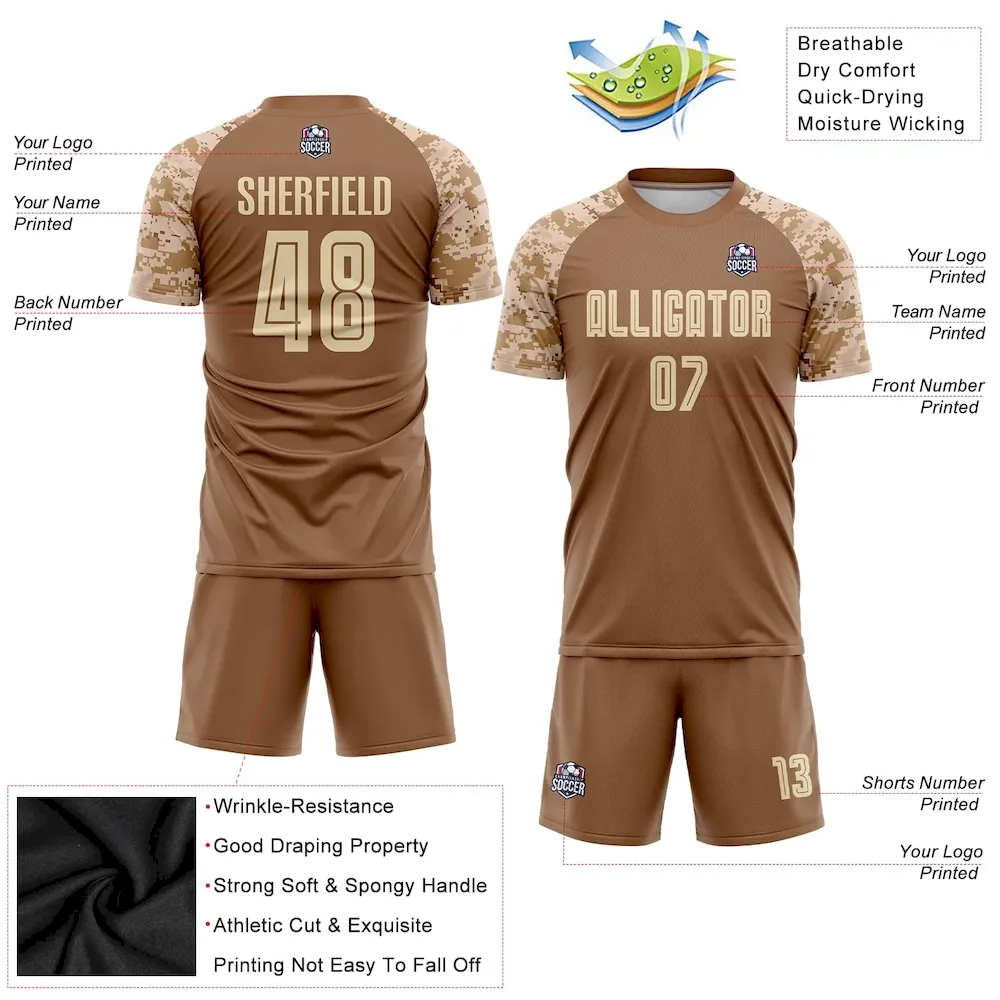 Custom Brown Cream-Camo Sublimation rugby Uniform Jersey