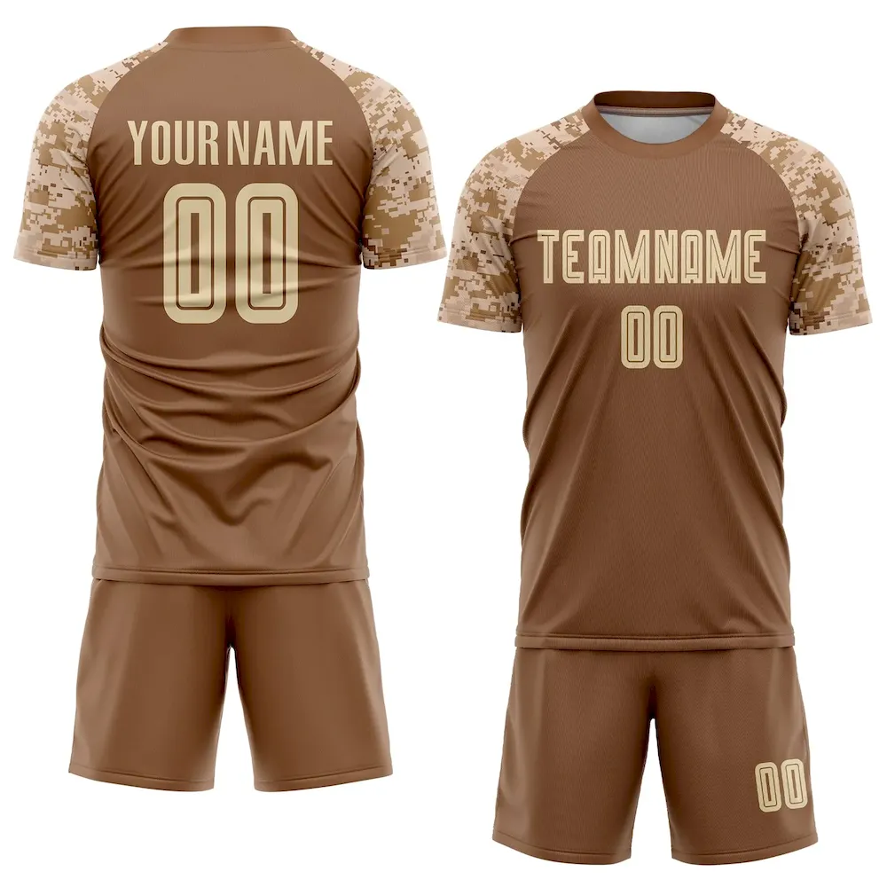 Custom Brown Cream-Camo Sublimation rugby Uniform Jersey