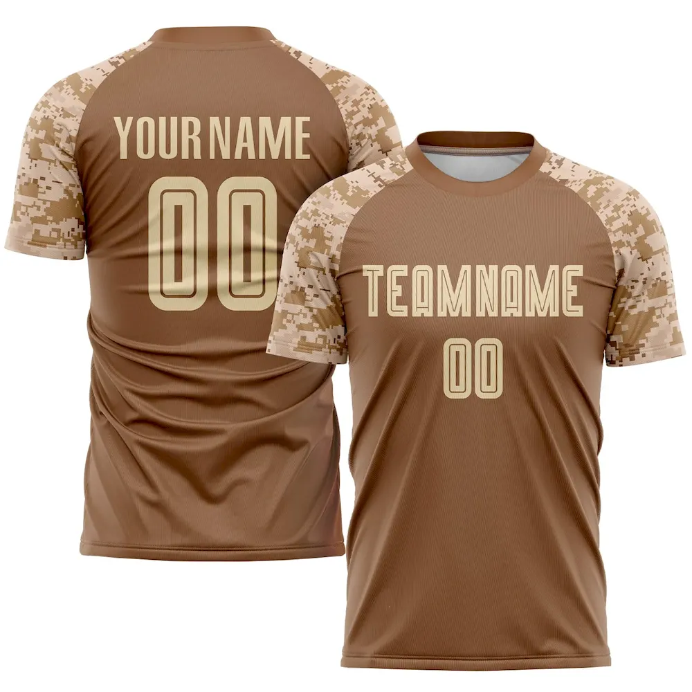 Custom Brown Cream-Camo Sublimation rugby Uniform Jersey