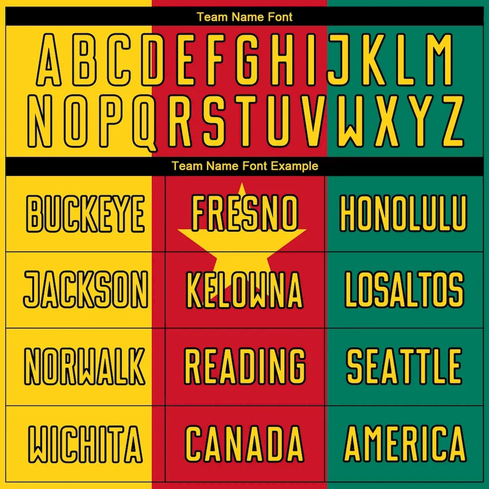 Custom Kelly Green Gold Red-Black Sublimation Cameroonian Flag rugby Uniform Jersey Custom Kelly Green Gold Red-Black Sublimation Cameroonian Flag rugby Uniform Jersey