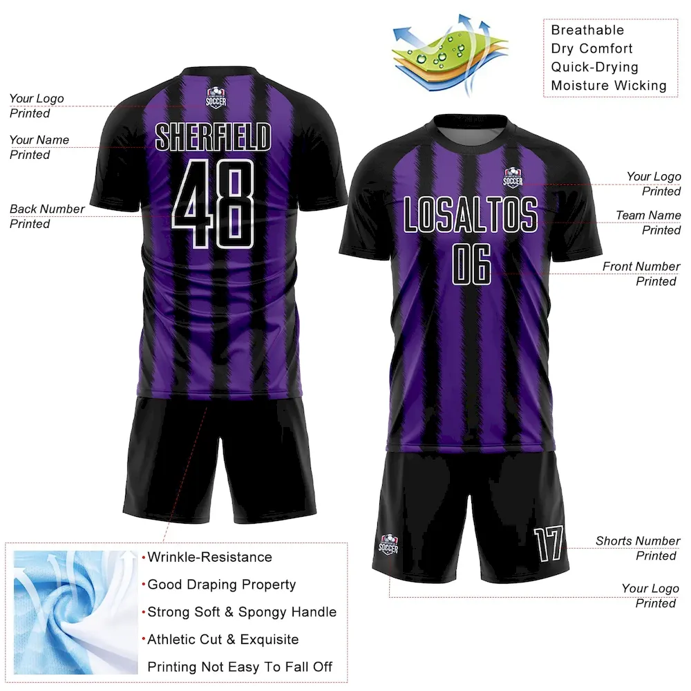 Custom Black Purple-White Line Sublimation rugby Uniform Jersey