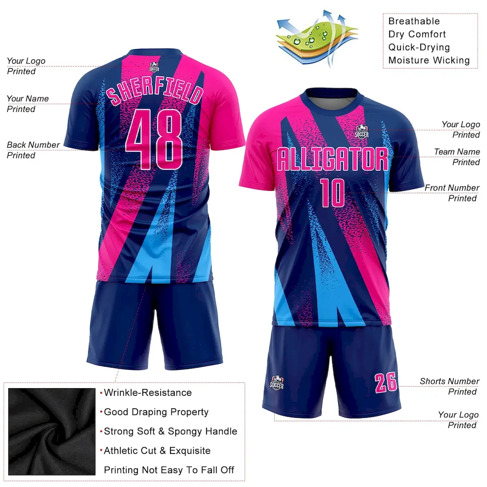 Custom Figure Pink-Royal Sublimation rugby Uniform Jersey