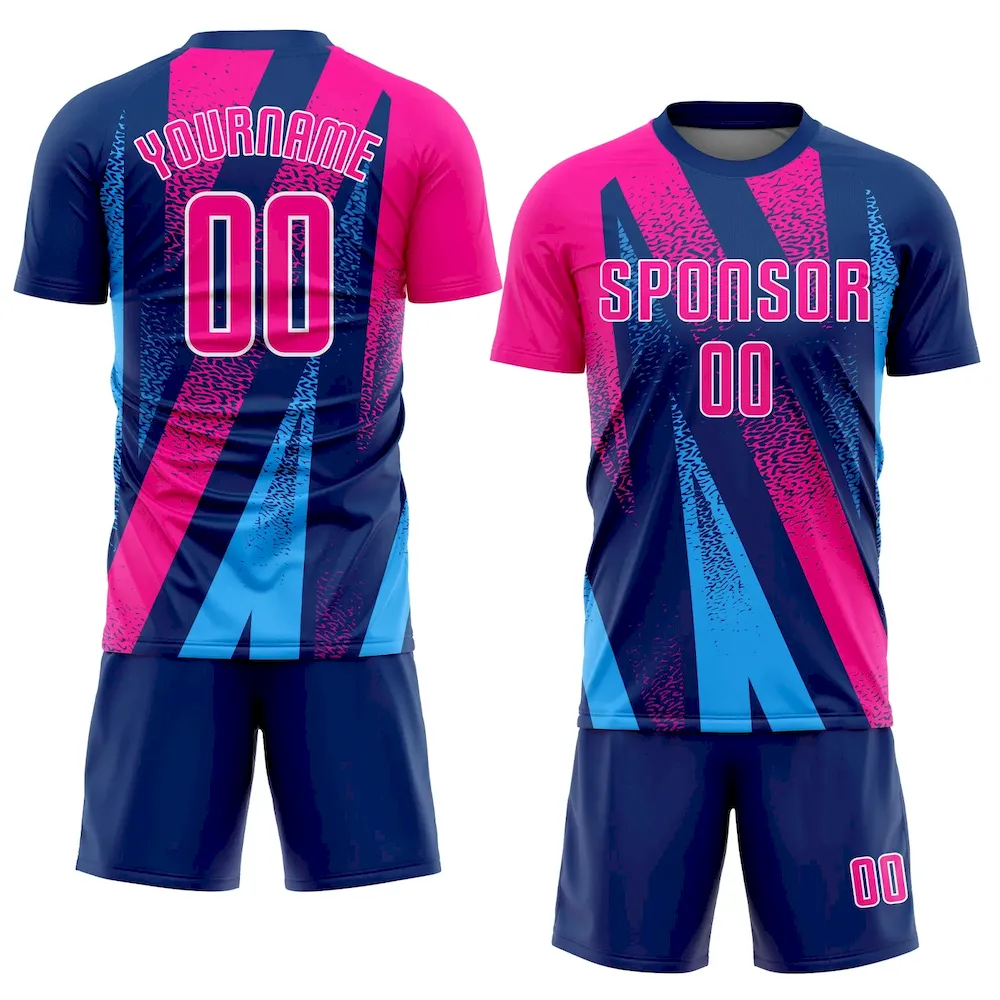 Custom Figure Pink-Royal Sublimation rugby Uniform Jersey